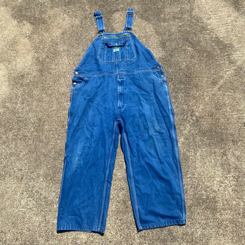 Liberty Denim Bib Overalls Mens 46x28 Blue Cotton Workwear Utility Carpenter